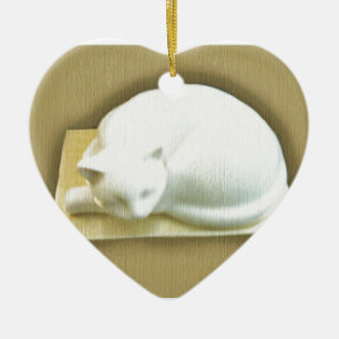 Cat on Gold Box II Ceramic Tree Decoration