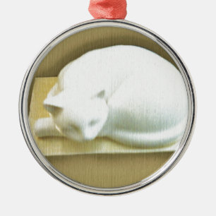 Cat on Gold Box II Metal Ornament