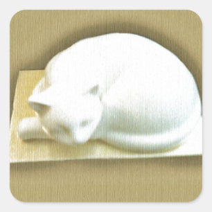 Cat on Gold Box II Square Sticker