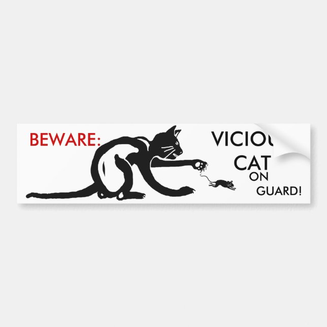 CAT ON GUARD BUMPER STICKER (Front)
