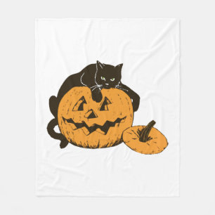 Cat on Halloween   Fleece Blanket