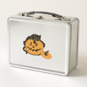 Cat on Halloween Metal Lunch Box