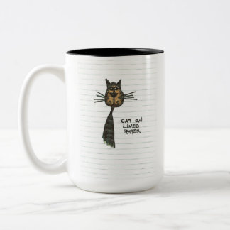 Cat on Lined Paper Two-Tone Coffee Mug
