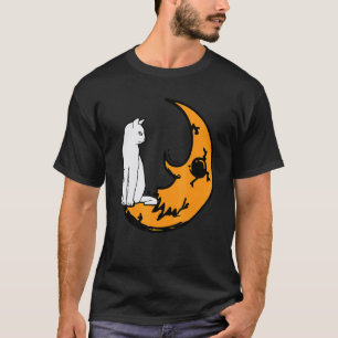 Cat On Moon Lazy Halloween Costume Cute Kitten T-Shirt