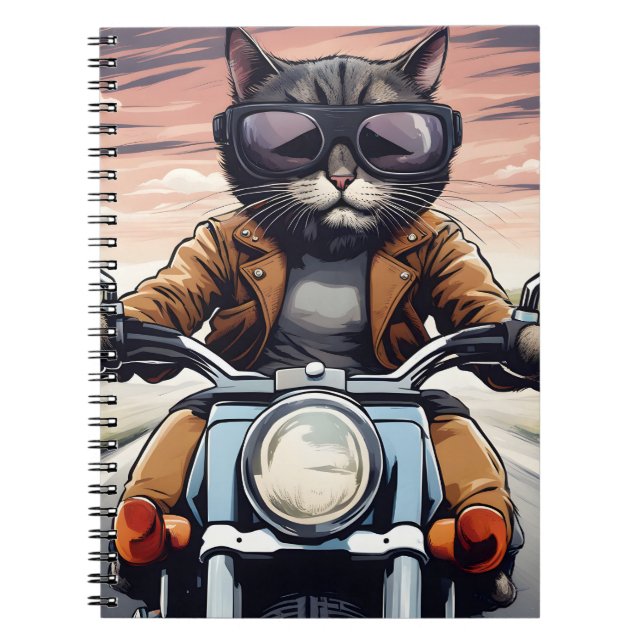 Cat on motorbike notebook (Front)