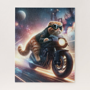 Cat on motorcycle jigsaw puzzle