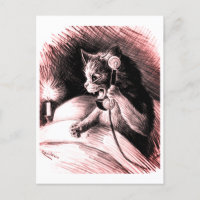 Cat on Phone Louis Wain Postcard