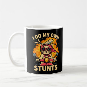 Cat On Scooter I Do My Own Stunts Coffee Mug