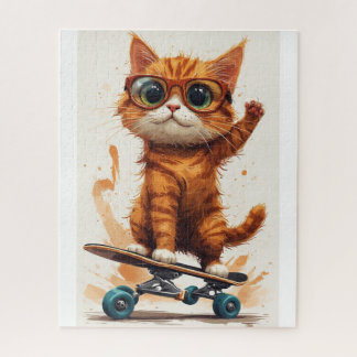Cat On Skateboard Jigsaw Puzzle