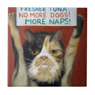 Cat On Strike Tile