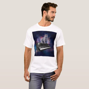 Cat on synthesizer in space T-Shirt