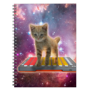 Cat on synthesizers in space notebook