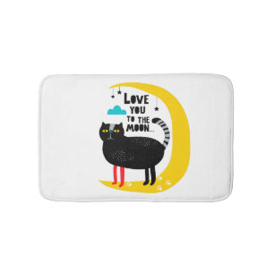 Cat on the moon bath mat