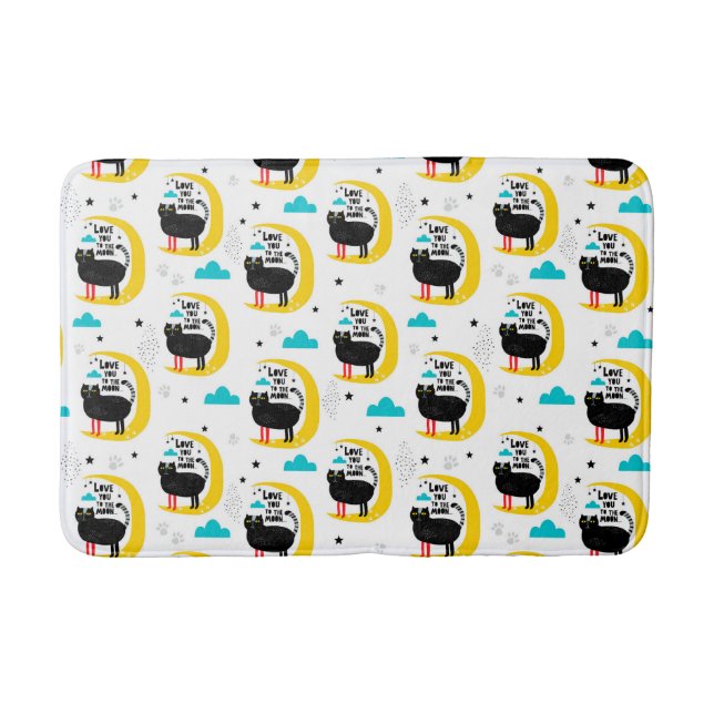 Cat on the moon bath mat (Front)