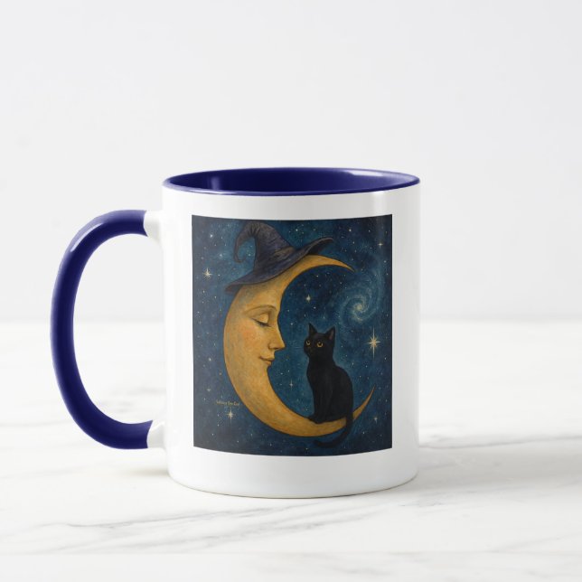 Cat on the Moon Coffee Mug (Left)