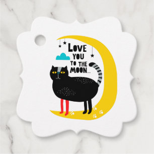 Cat on the moon favour tags