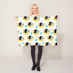 Cat on the moon fleece blanket