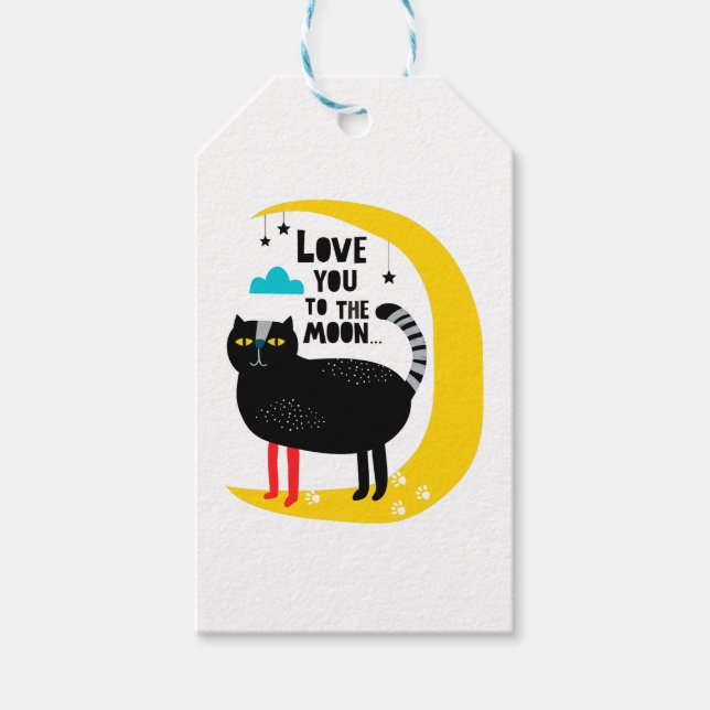 Cat on the moon gift tags (Front)