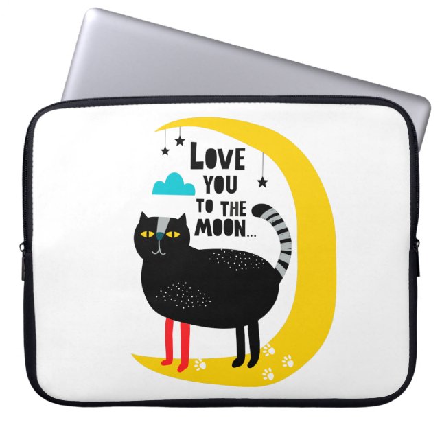 Cat on the moon laptop sleeve (Front)