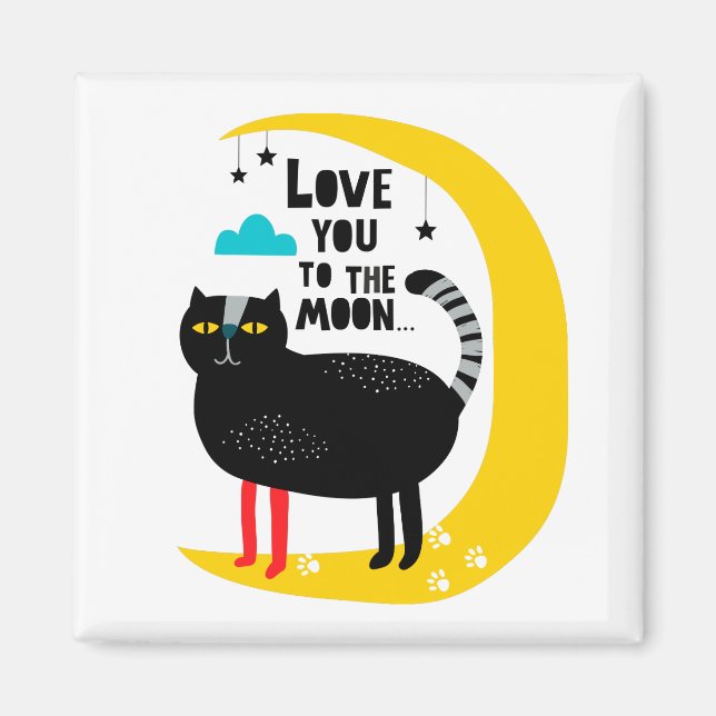 Cat on the moon magnet (Front)