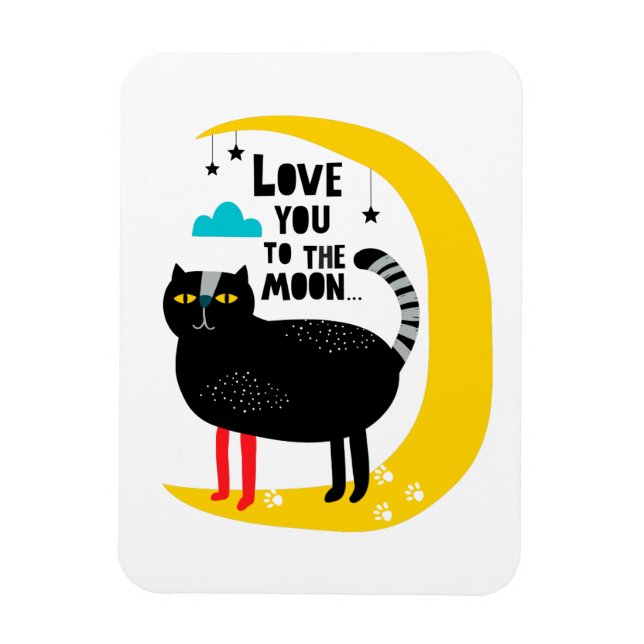 Cat on the moon magnet (Vertical)