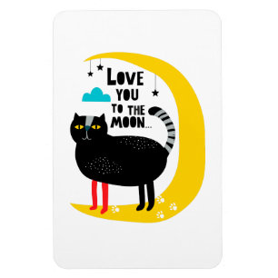 Cat on the moon magnet