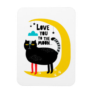 Cat on the moon magnet