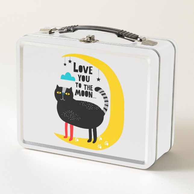 Cat on the moon metal lunch box (Front)