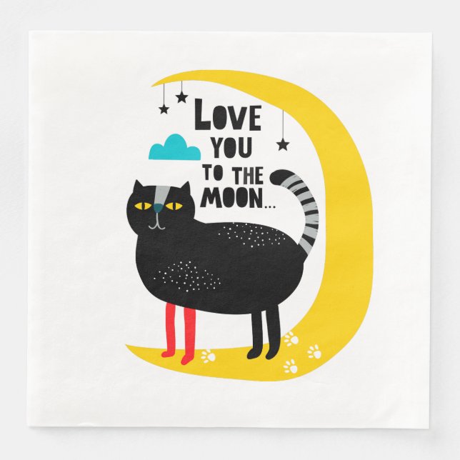 Cat on the moon napkin (Front)