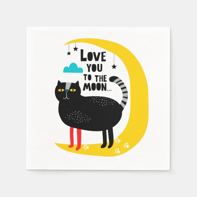 Cat on the moon napkin (Front)