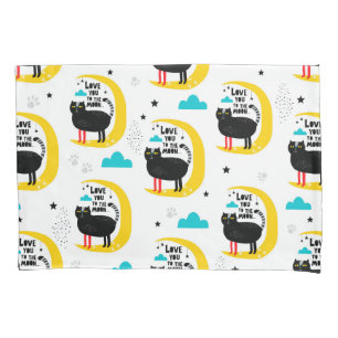 Cat on the moon pillowcase