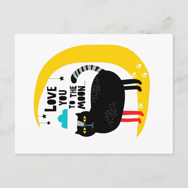 Cat on the moon postcard (Front)
