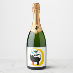 Cat on the moon sparkling wine label