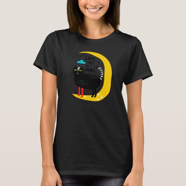 Cat on the moon T-Shirt (Front)