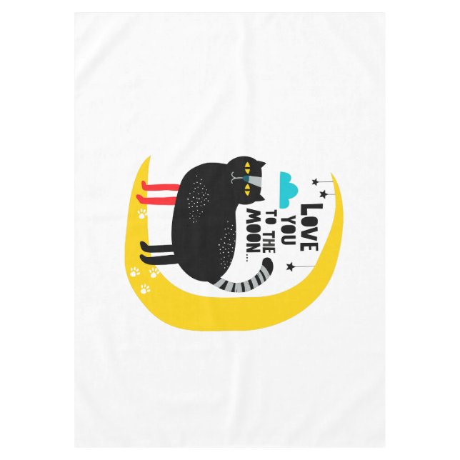 Cat on the moon tablecloth (Front)