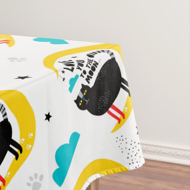 Cat on the moon tablecloth (In Situ)
