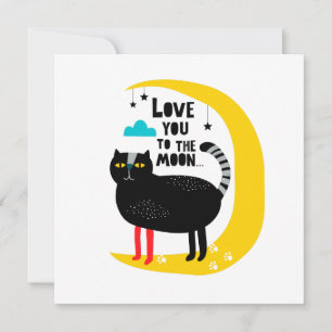 Cat on the moon thank you card