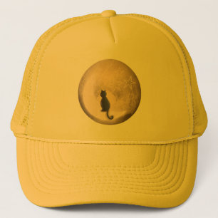 cat on the moon trucker hat