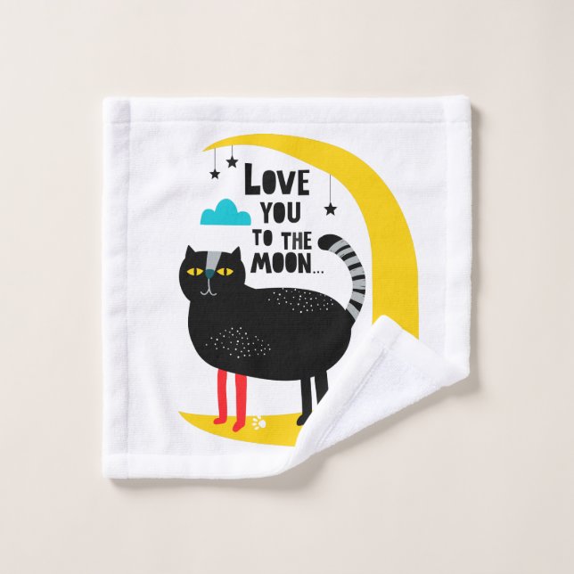Cat on the moon wash cloth (Wash Cloth)