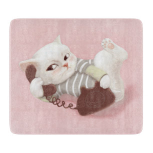 Cat on the Phone Cutting Board