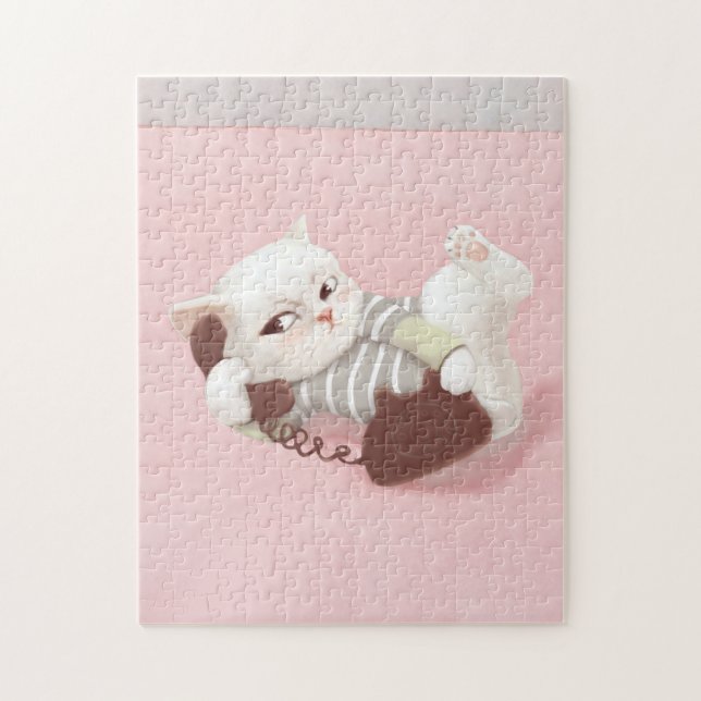 Cat on the Phone Jigsaw Puzzle (Vertical)