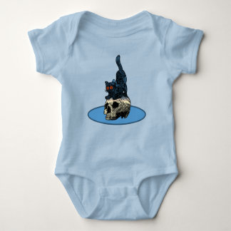 Cat on the Skull Cute Baby Boy Girl Halloween 2023 Baby Bodysuit