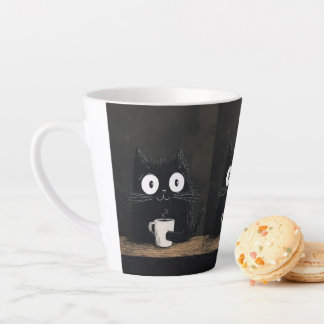 Cat on the Table Drinking Coffee Latte Mug