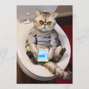 Cat on Toilet Invitation