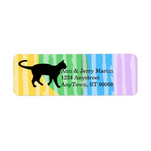 cat on watercolor custom address label return address label
