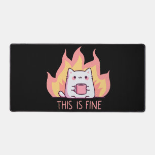 Cat One Fire This Is Fine Desk Mat
