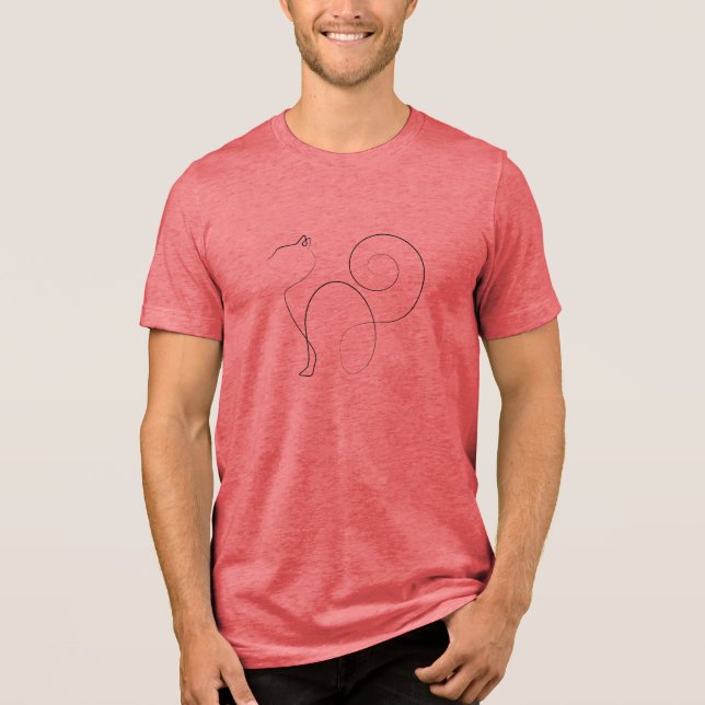 Cat One Line Drawing Art Tri-Blend Shirt (Front)