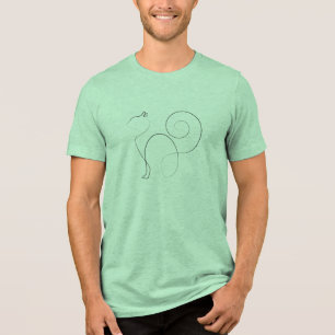 Cat One Line Drawing Art Tri-Blend Shirt