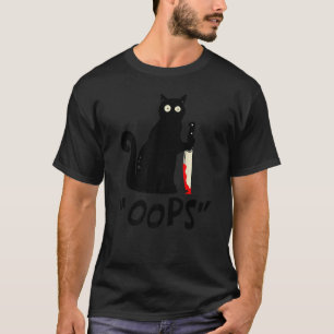 Cat Oops  Black Cat Murderous Cat With Knife Hallo T-Shirt