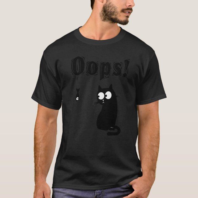 Cat Oops  Black Cat T-Shirt (Front)
